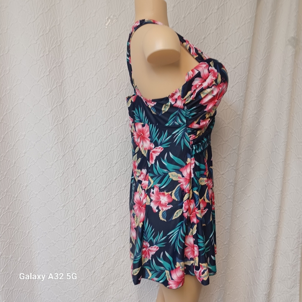 Cocopear Size XL Floral Woman Swim Dress - Pink and Blue - Picture 5 of 14